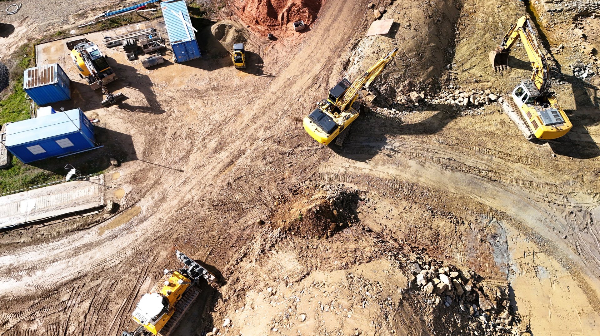 Construction site with heavy machinery